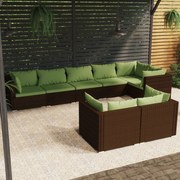 vidaXL 8-delige Loungeset met kussens poly rattan bruin