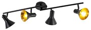 Moderne spot zwart met goud 4-lichts - Magno