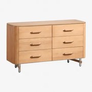 6-laden Commode 140x45 Cm Van Mangohout En Staal Osaka Mangohout - Sklum