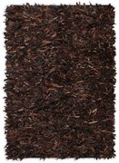 vidaXL Tapijt shaggy hoogpolig 120x170 cm echt leer bruin