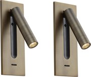 Set van 2 moderne wandlampen donkerbrons incl. LED - Plaza