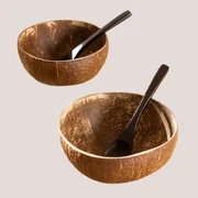 Set Van 2 Kokoskommetjes En 2 Lepels Island Natuurlijk - Sklum