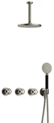 Hotbath Cobber@Work IBSW70 inbouwdouche met ronde handdouche en 15cm plafondbuis nikkel geborsteld