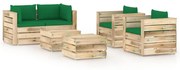 vidaXL 6-delige Loungeset met kussens groen geïmpregneerd hout