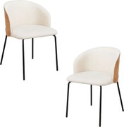 Set 2 Glacia Witte Stoffen Stoelen met Gestoffeerde Houten Rugleuning
