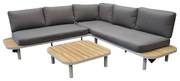 Amore platform hoek loungeset 3 delig latte zand aluminium