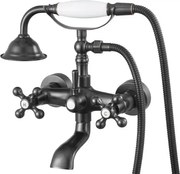 VEVOR Klauwpoot Wandgemonteerde Badkraan met Handdouche, Vintage Badkraan met Verstelbare Draaiarmen en 360° Draaibare Uitloop, Kraan Doucheset Badvulset Oliegewreven Brons