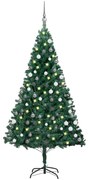 vidaXL Kunstkerstboom met LED's en kerstballen 150 cm PVC groen