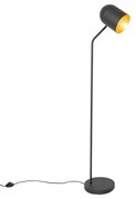 Moderne vloerlamp zwart met goud verstelbaar - Morik