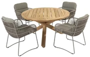 4 Seasons Outdoor Murcia tuinset olijfgroen met teak Prado tafel Ø 130 cm  Tuinset    groen weerbestendig