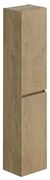 Thebalux hoge kast, opliggend, 2x dichte deur, houten greeplijst in kleur meubel, rechts draaiend, achterwand in grijs linnen kleur/structuur 7BE35028SQ