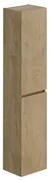 Thebalux hoge kast, opliggend, 2x dichte deur, houten greeplijst in kleur meubel, rechts draaiend, achterwand in grijs linnen kleur/structuur 7BE35028SQ