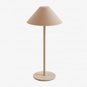 Draadloze Led-tafellamp Nebida Beige – Linnen - Sklum