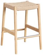 Hoge Kruk 65 Cm In Eikenhout En Gevlochten Touw Mara Natuurlijk Hout - Sklum