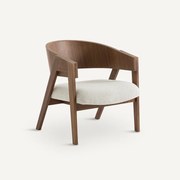 Fauteuil in notenhout en bouclette stof, Charly