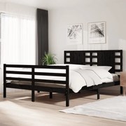 vidaXL Bedframe massief grenenhout zwart 150x200 cm 5FT King Size