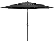 vidaXL Parasol 3-laags met aluminium paal 3 m antracietkleurig