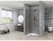 Van Rijn Products ST08 Nis Draaideur - 140x200cm - helder glas - dikte 8mm - 2 delig - muurprofiel - stabilisatiestang - Zwart ST08300140HEZW