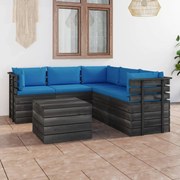 vidaXL 6-delige Loungeset met kussens pallet massief grenenhout