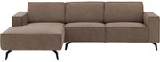 Goossens Hoekbank Hercules bruin, microvezel, 2,5-zits, modern design met chaise longue links