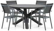 Tuinset Ronde Tuintafel 4 personen 125 cm Aluminium Grijs  Lifestyle Garden Furniture Sella/Livorno