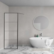 Aqua Vista Triple Zijwand - 90x200 cm - incl. wandbeugel - helder glas - mat zwart R-BE-2120-90-FFF