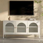 Kare Design Naxos Tv-meubel Met Ribbelglas Off White - 120x40x60cm.