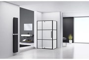 Van Rijn Products ST04 Douchecabine - 118x90x200cm - helder glas - dikte 6mm - zwart ST0435090120KP