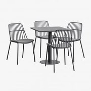 Mizzi 70x70 Cm Vierkante Tafelset En 4 Maeba Tuinstoelen Grijs – Grafiet - Sklum