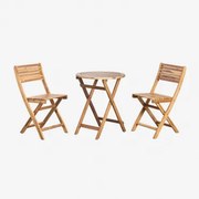 Set Van Ronde Tafel Ø60 Cm En 2 Opvouwbare Tuinstoelen Van Acaciahout Delawer Acacia Bruin - Sklum