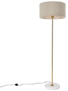 Moderne vloerlamp messing met boucle kap taupe 50cm - Kaso Design, Modern E27 rond Binnenverlichting Lamp