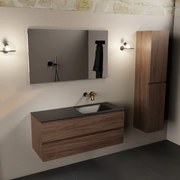 Mondiaz Aivy badmeubel 120cm mocha met wastafel solid surface urban rechts zonder kraangat en spiegel