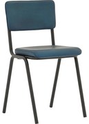 Goossens Eetkamerstoel Chaplin blauw leer leuning, urban industrieel