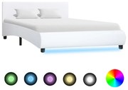 vidaXL Bedframe met LED kunstleer wit 140x200 cm