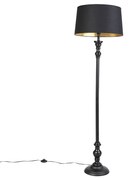 Vloerlamp met katoenen kap zwart met goud 45 cm - Classico Klassiek / Antiek E27 rond Binnenverlichting Lamp