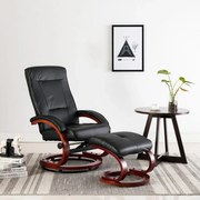 vidaXL Fauteuil verstelbaar met voetenbankje kunstleer zwart