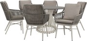 Tivoli Pasadena dining tuinset 140 cm rond 7 delig latte keramiek