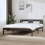 vidaXL Bedframe massief hout grijs 150x200 cm 5FT King Size