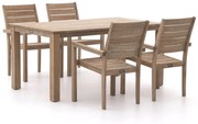 + 10% kassakorting | Diningset ROUGH | 4 personen teakhout | Tuinset stapelbaar | 5-delig | Kees Smit Tuinmeubelen
