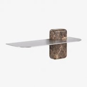 Serbian Roestvrijstalen Wandplank ↔︎ 45 Cm & Bruin Emperador Marmer - Sklum