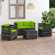 vidaXL 5-delige Loungeset met kussens pallet massief grenenhout