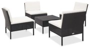 vidaXL 5-delige Loungeset met kussens poly rattan zwart