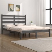 vidaXL Bedframe massief grenenhout grijs 135x190 cm 4FT6 Double