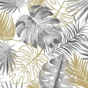 DUTCH WALLCOVERINGS Behang monstera bladeren zwart