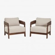 Set Van 2 Fauteuils Van Acaciahout Uleno Donker Acaciabruin - Sklum