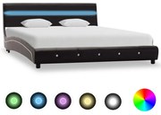 vidaXL Bedframe met LED kunstleer zwart 160x200 cm