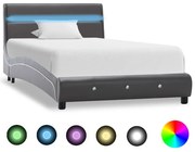 vidaXL Bedframe met LED kunstleer grijs 90x200 cm