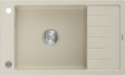 Mexen Elias granitstenen spoelbak met 1 bak en afdruiprek 795 x 480 mm, beige, chroomsifon - 6511791005-69