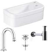 GROHE Euro fonteinset 37x18cm gebogen GROHE kraan Saniclass sifon afvoerplug Chroom Wit sw1175/0437366/sw6267/sw197129/