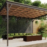 vidaXL 12-delige Loungeset met kussens poly rattan bruin